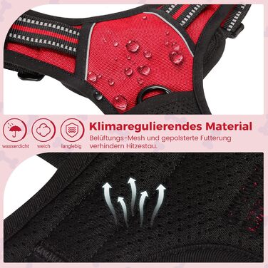 Шлейка для собак Funfox, середня порода, анти-тяга, з ручкою та світловідбиваючими смугами, без заплутування, червона (L)