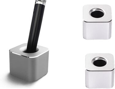 TopHomer Mini Pencil Holder for Desk, Aluminum Alloy, Pen Stand, Single Pen Holder, Desktop, Creative Ornament, Desktop Organizer for Office, School, Home, Toothbrush Holder, 4 Pack (3pcs Silver)