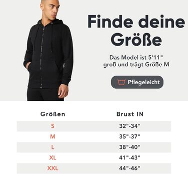 FM London: чоловічий худі на блискавці з капюшоном, чорний - ідеальний для спорту та відпочинку