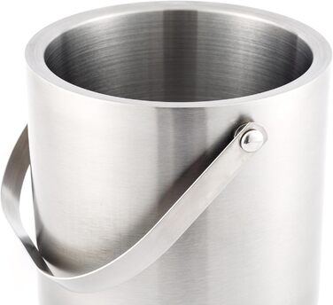 Hanseküche Large Ice Cube Container Ice Bucket 3L including Lid, Tongs, and Double Bottom - 304 Stainless Steel - Double-Walled Insulated - Very Long-Lasting Thermal Effect - Ideal for Keeping Drinks Cold for Extended Periods