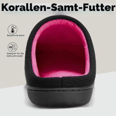 Зимові домашні капці Mishansha унісекс з ефектом пам'яті (Memory Foam), теплі та м'які капці з підкладкою, протиковзкі, розмір 40/41 EU, рожево-червоні