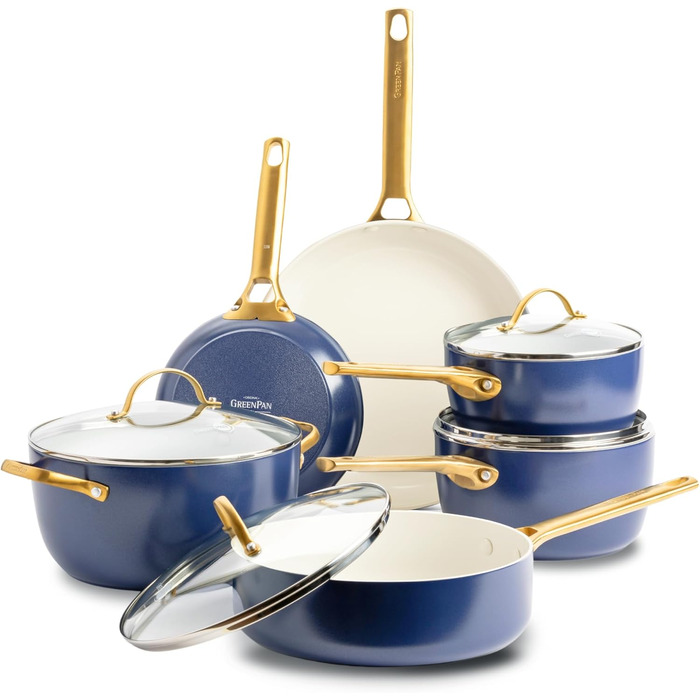 Набір посуду GreenPan Reserve 10 предметів з антипригарним покриттям Hartelox, кремовий, для індукції, сумісний з духовкою, безпечний (без PFAS)