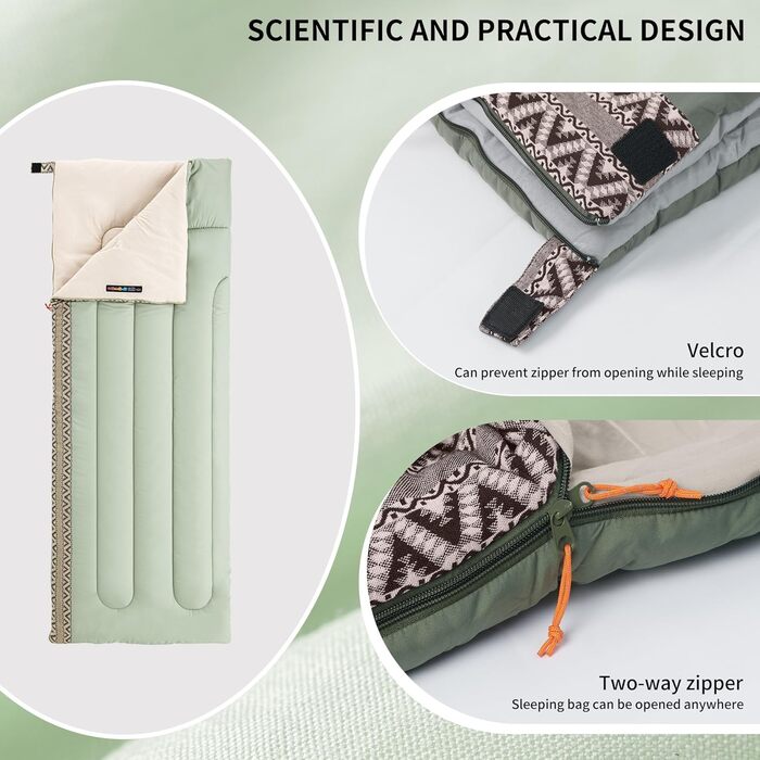 Спальний мішок Naturehike Envelope, 3-сезонний, ультралегкий, водонепроникний, для дорослих, з'єднувальний та пральний, для кемпінгу, трекінгу, альпінізму, зелено-сірий