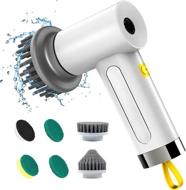 Electric Cleaning Brush, Spin Scrubber for Bathroom and Grout, Cleaning Brush for Household with 5 Brush Heads, 2 Modes Perfect for Deep Cleaning of Tiles, Kitchen, Grills, Glass, and Tires - LED Display