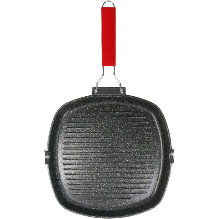 Сковорода-гриль Moneta Pro Grill 24x24 см з антипригарним покриттям, складаною ручкою, для індукції, чорна