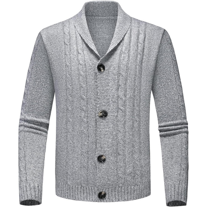 Чоловічий светр з коміром-стійкою, в'язаний пуловер, однорядний, стильний светр для осені та зими (світло-сірий, XXL)