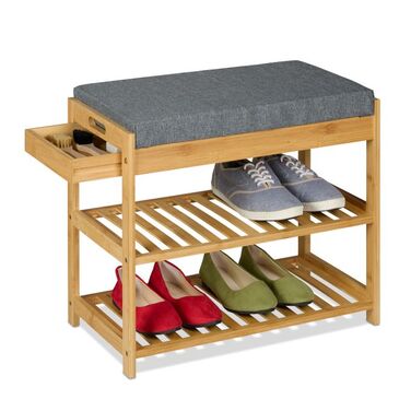 Relaxdays Shoe Rack with Cushion and Drawer