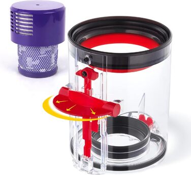 Dyson V10 Dustbin Compatible with Fluffy V10 - Replacement Part 969509-02 with HEPA Filter