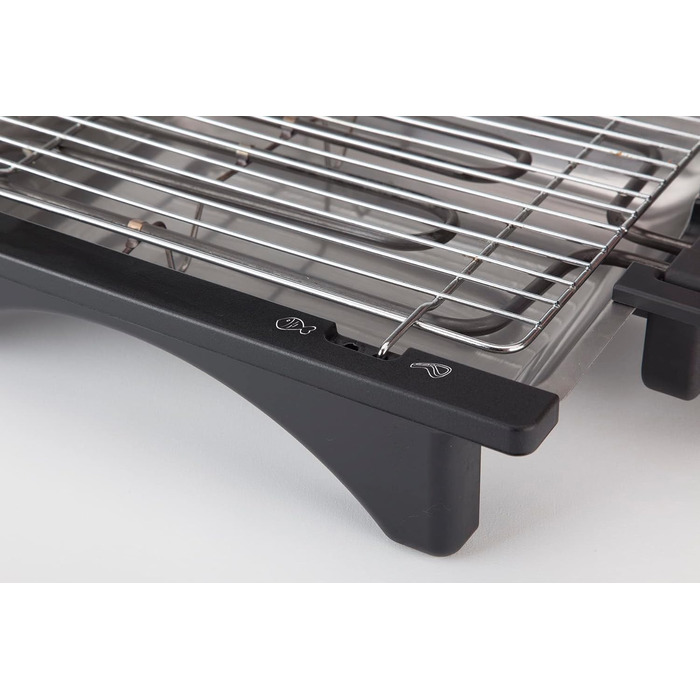 BQ95 Electric Grill, perfect for two people, smoke-free, odor-free, detachable grill with 2 height levels, stainless steel tray, healthy cooking with water [Energy efficiency class A]