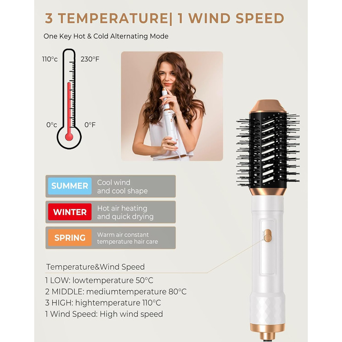 Airstyler 5 в 1: Фен-щітка з іонізацією, 20 м/с, 110 000 об/хв, для створення локонів та випрямлення волосся (фіолетовий)