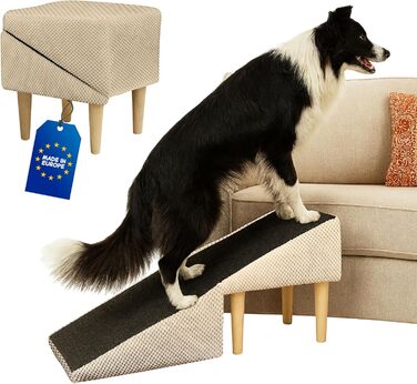 Сходи для собак Outentin - розкладні, з неслизьким покриттям, для маленьких та великих собак, для дивану та ліжка, стабільні, компактні, 36 см, бежеві