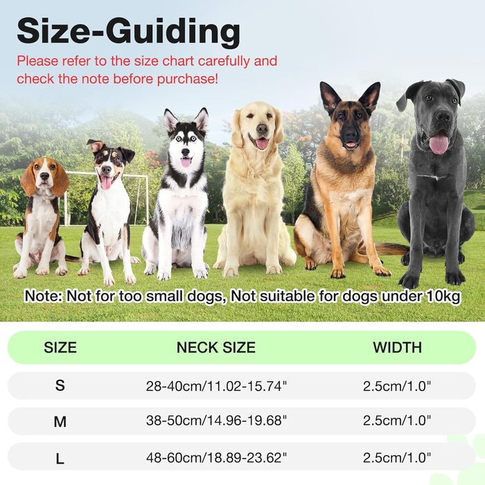 Світлодіодне нашийник для собак Leuchthalsband, водонепроникний, 7 кольорів, регульований, для малих та великих собак, блакитний (зелений, S)