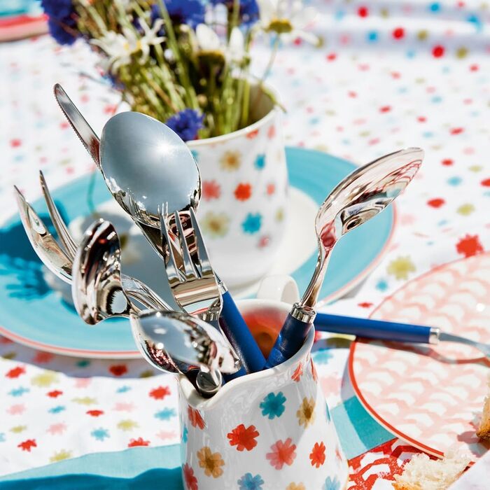 Villeroy & Boch Play Blue Ocean Tableware Set, for up to 6 people, 24-piece, Stainless Steel, Blue Plastic Handle