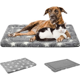 EMPSIGN Dog Bed, Medium-Sized Dogs, Washable Dog Cushion (Cool and Warm), High-Density Foam Dog Mat for Cages, Grey, 76x51x2.8cm (XXXL (137*84*2.8cm))