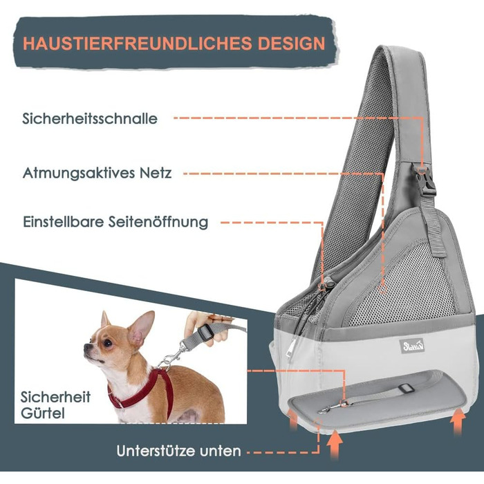 Сумка-переноска для собак до 3 кг, сіра. Зручна переноска для цуценят та маленьких собак з регульованим ременем, м'якою підкладкою та вентильованою сіткою. Легко миється.