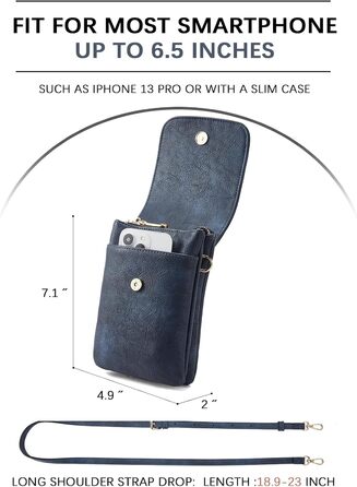 Сумка-клатч BOSTANTEN для телефону через плече, сіра (A-08-blau) з PU шкіри для жінок, гаманець-органайзер