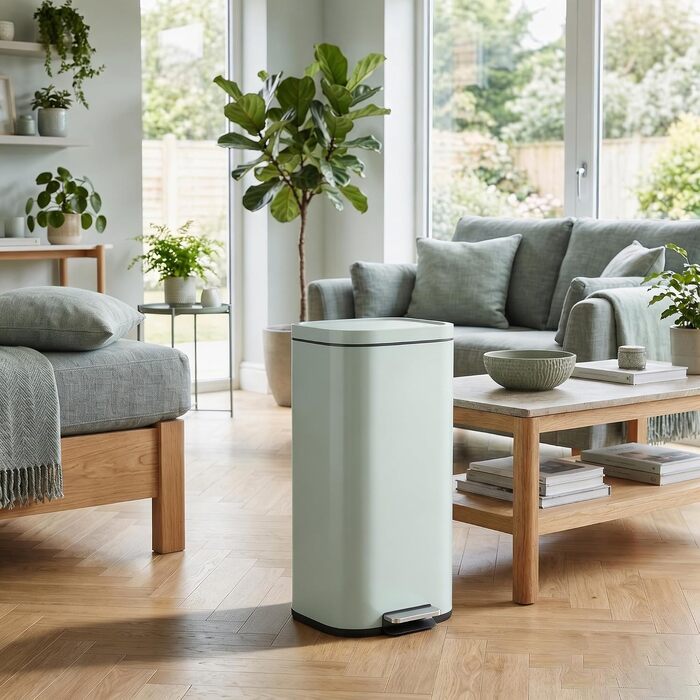 Кухонний сміттєвий кошик HOMCOM на 30 л з кришкою та педаллю, зелений