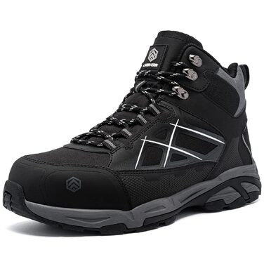 Черевики безпеки LARNMERN для чоловіків та жінок, SRC, антистатичні, з металевим носком, захист від проколів, легкі, комфортні, дихаючі, 49 EU, чорний