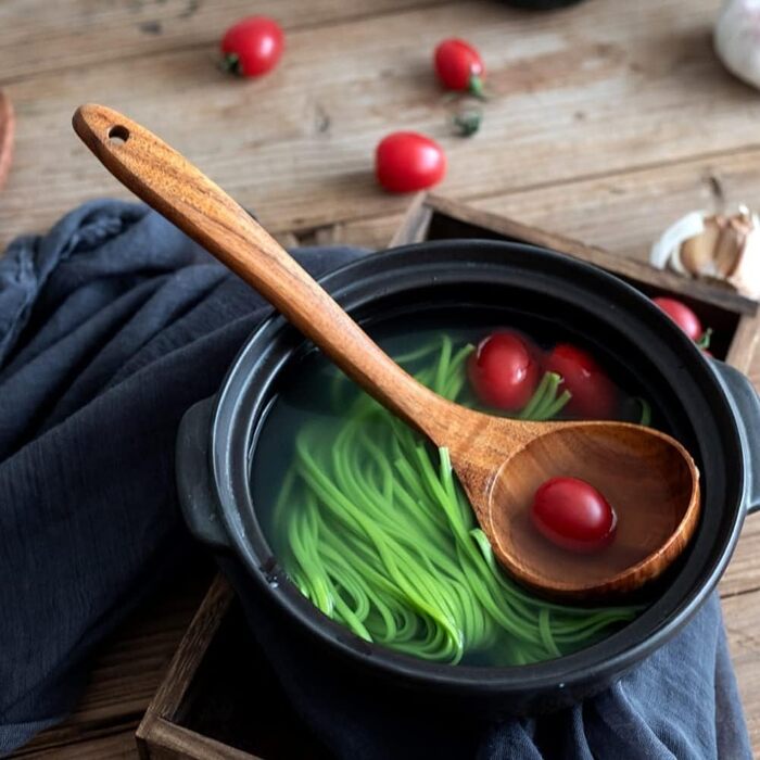 Набір дерев'яних ложок для приготування їжі (9 шт.) з підставкою - дерев'яні лопатки, ложки, половники