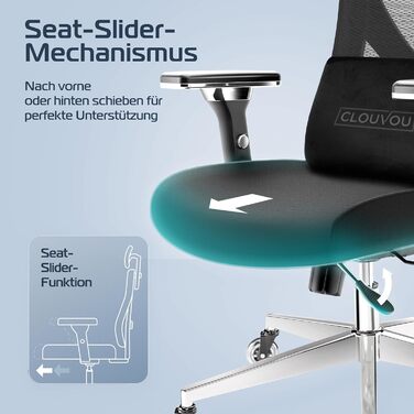 Ергономічне крісло CleverSeat для офісу та дому | Комп'ютерне крісло з регулюванням | Чорний офісний стілець 150 кг