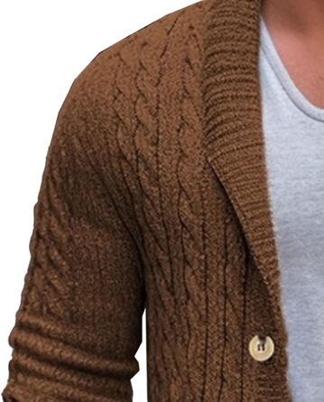 Чоловіча в'язана жилетка з коміром-шарфом, в'язана жилетка на ґудзиках, в'язана жилетка з перекрученим в'язанням, стильна жилетка (колір: верблюжий, XXL)