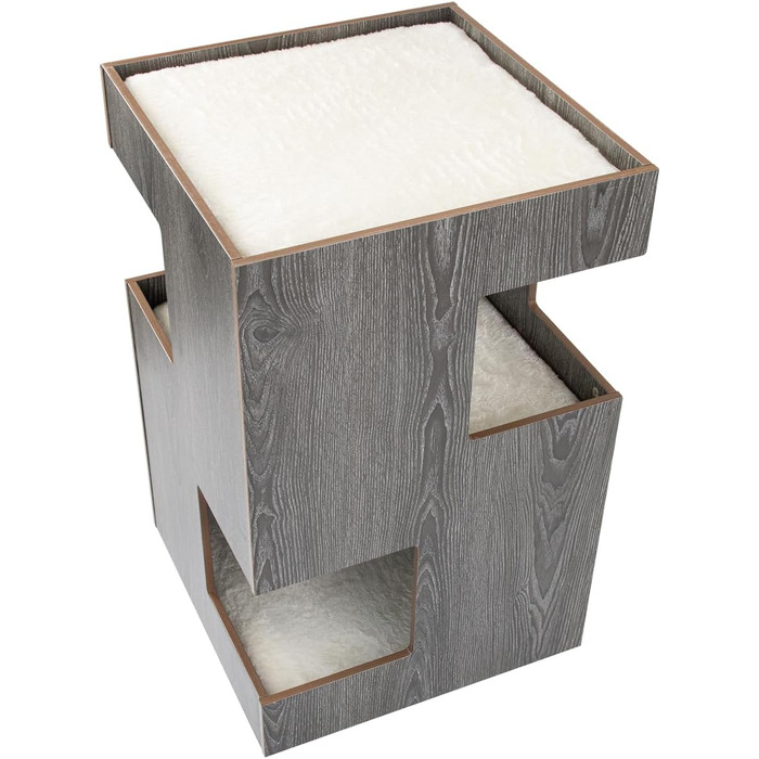 Преміум будиночок для котів з дерева, замок-вежа з ліжками, 50x50x80 см, антрацит