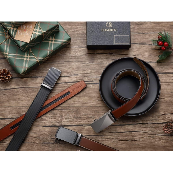 Чоловічий шкіряний ремінь CHAOREN з автоматичною пряжкою, 35 мм, без дірок, регульований розмір, для ділового костюма