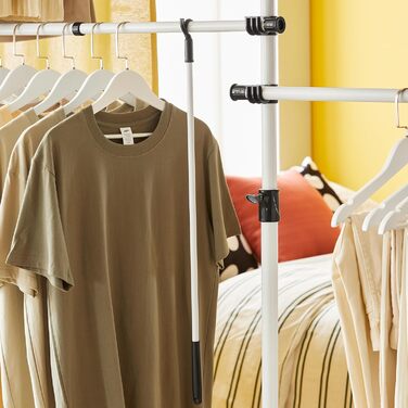 SoBuy KLS03-SCH Clothes Rack Coat Stand with 4 Clothes Rails Telescopic Wardrobe System Adjustable Shelf System Bra Approx. 124-226x200-285cm (White)