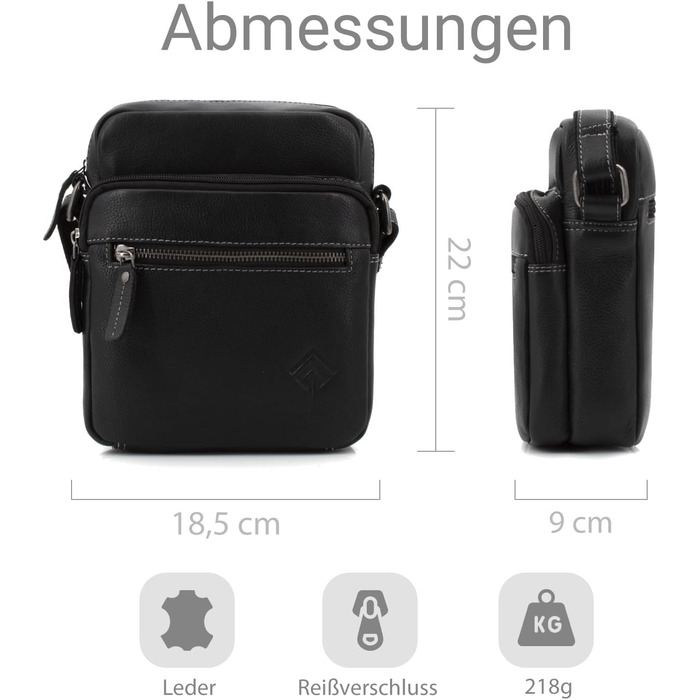 Чоловіча сумка через плече JOREY з натуральної шкіри, чорна. Ідеальна для бізнесу, роботи та подорожей. Чоловіча шкіряна сумка-мішок.