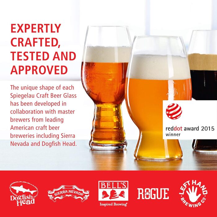 Пивні келихи Spiegelau Beer Classics 475 мл, 4 шт, кришталеве скло, бірутульпани, для пива, можна мити в посудомийній машині