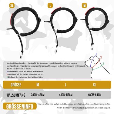 Нашийник для собак OneTigris Zug-Stopp, м'який, широка стрічка з відбиваючими елементами, чорний, XL, для середніх та великих собак