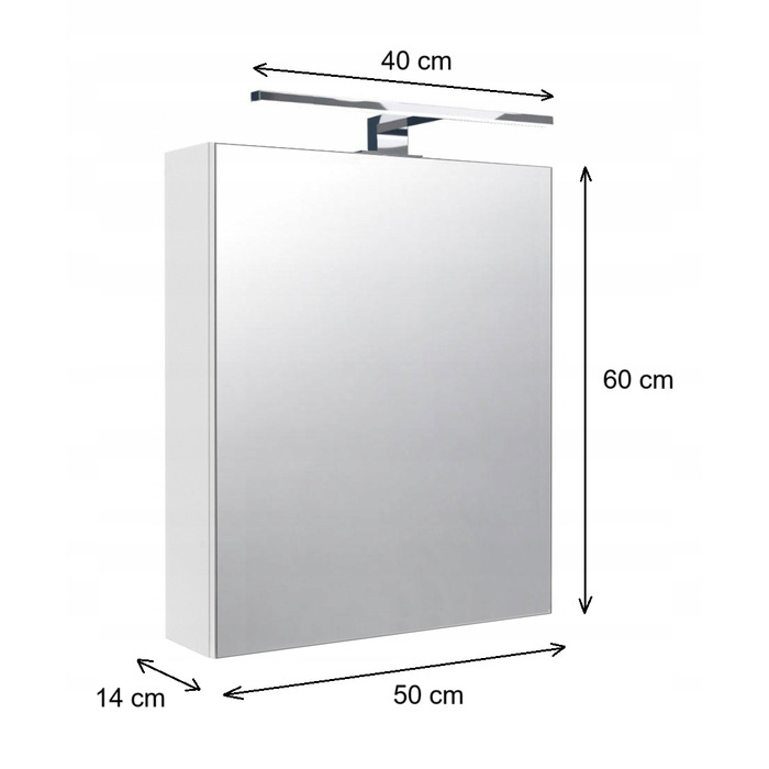 Шафа у ванну кімнату з дзеркалом та LED-підсвіткою Better Home, 50 x 60 x 14 см