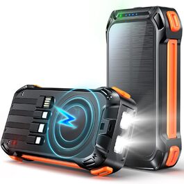 Портативний акумулятор 26800mAh з 4 кабелями: 30W USB-C, швидка зарядка, 7 виходів, SOS ліхтарик, для телефонів та планшетів (Чорний)