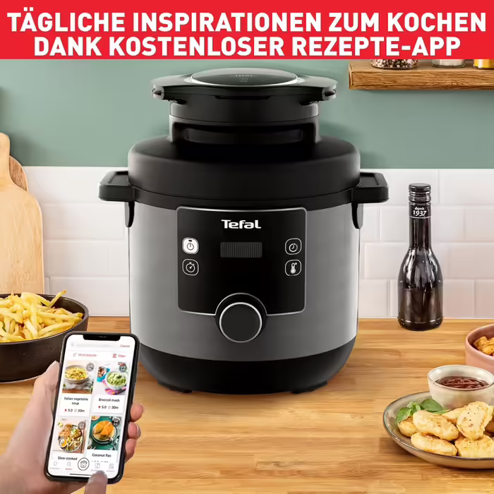 Мультиварка-скороварка Tefal CY7788 Turbo Cuisine & Fry, 7,6 л, 14 програм, фритюрниця, з додатком рецептів