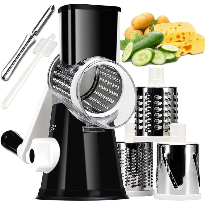 Трока для сиру та овочів KEOUKE з ручкою: 3 змінні леза для сиру, картоплі, капусти, горіхів, шоколаду