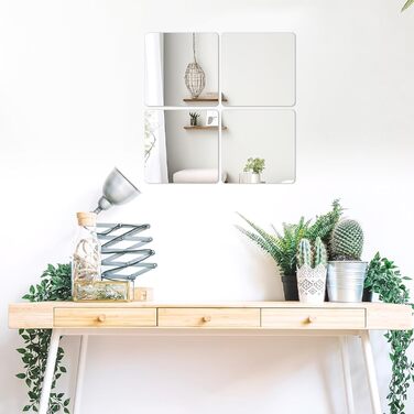 Клейкі дзеркала 10 шт., 20x20 см, 2 мм акрил, самоклеючі дзеркала для ванної, вітальні, спальні, шафи