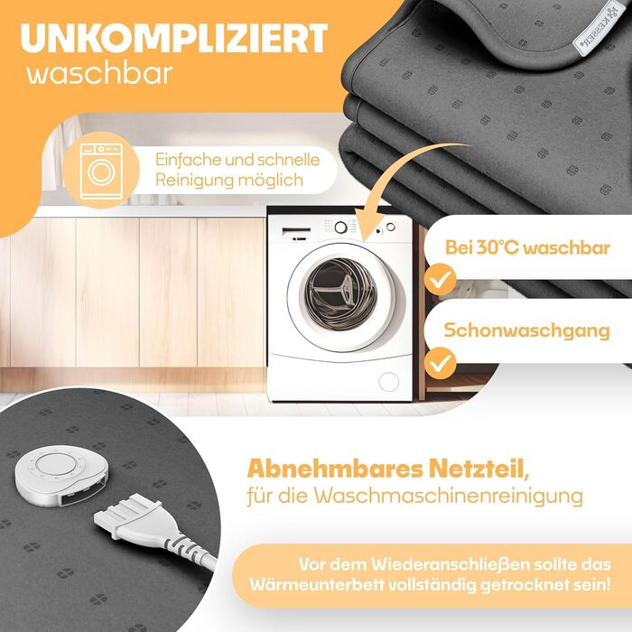 Електрична ковдра KESSER® з автоматичним вимкненням та пультом дистанційного керування | 3 температурні режими | Підійде для будь-якого ліжка | Тепла ковдра з м'якого флісу, білий колір, 150x80 см, антрацит