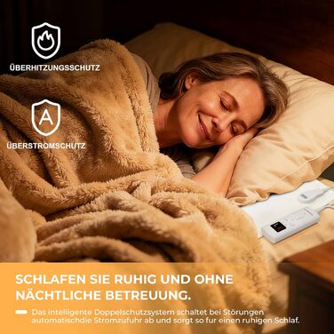 Електрична ковдра StarOnce 160x140 см для двоспального ліжка з 10 рівнями нагріву, автовимкненням, 2 пультами та захистом від перегріву. Можна прати в машині. Біла (150x80 см)