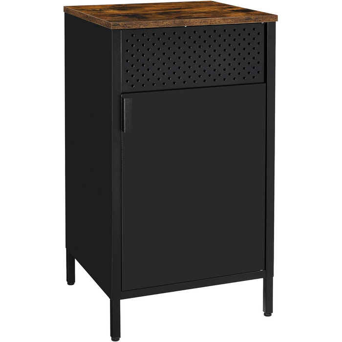 SONGMICS Storage Cabinet, Metal Cabinet, with Double Door, Magnetic Closure, Adjustable Shelf, Steel Frame, 40 x 42.5 x 76 cm, Vintage Brown-Black LSC101B01