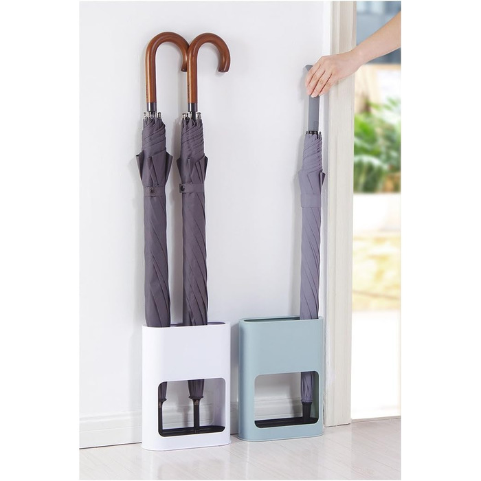 Підставка для парасольки з знімною підставкою для збору води, пластикова підставка для довгих/коротких парасольок, полиця для зберігання в приміщенні, блакитна