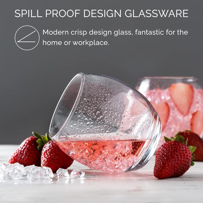 CRYSTALIA Premium Drinking Glasses Set - 6, Whisky Glasses 410 ml 100% LEAD-FREE, Dessert Glasses, Whisky Glasses, Juice Glasses, Tumbler Glasses, Tumbler Glass, Stemless Wine Glasses, Gin Glasses