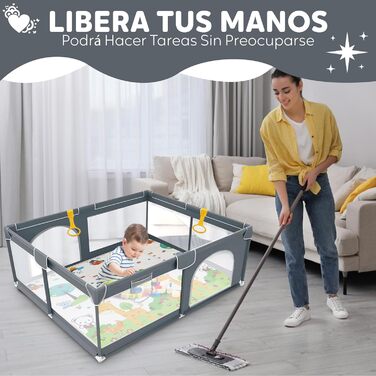 EveryKip® Playpen Baby 120x120cm, Playard Baby with Breathable Mesh, Baby Playpen with Zipper Door, Children's Playpen, Small Playpen Dark Grey