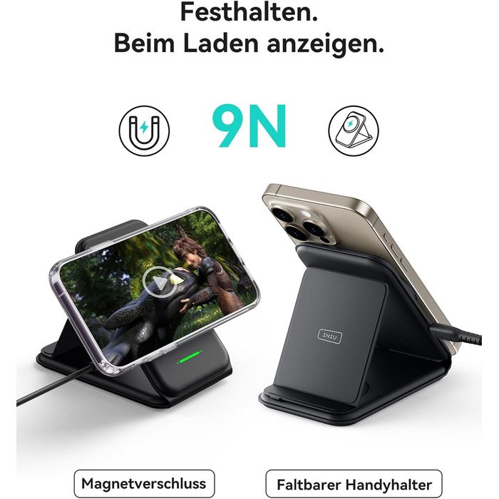 Станція зарядки MagSafe INIU 15W 3-в-1: для iPhone, Apple Watch, AirPods (з адаптером 20W та USB-C кабелем)