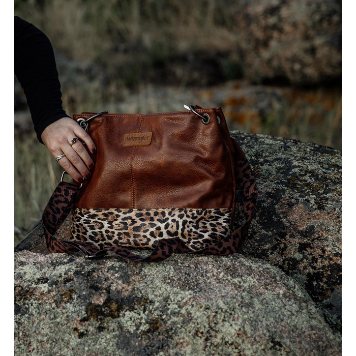 Сумка жіноча Wrangler Hobo з екошкіри, верхня ручка, крос-боді, леопардовий коричневий