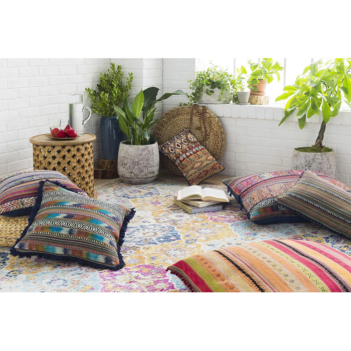 Килим Livabliss Sicily Vintage 120x170 см - вітальня, їдальня, спальня, етнічний стиль, блакитний, гірчичний, чорний, сірий