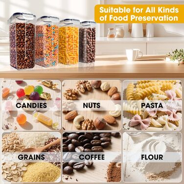 Набір контейнерів для зберігання Romon (4 шт, 2.5L) з кришкою, BPA-free, для кухні, з етикетками