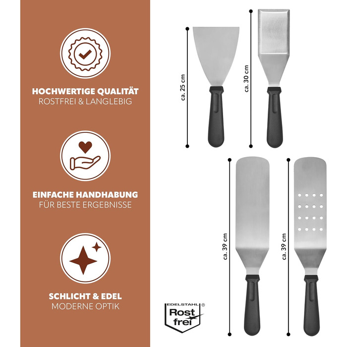 Набір лопаток Bremermann для смаження та гриля (4 шт.), нержавіюча сталь