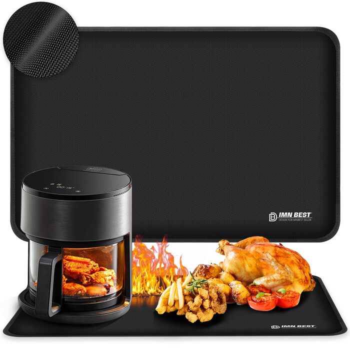 Термостійкий килимок для фритюрниці, захист стільниці, силіконовий, 75x53 см, чорний