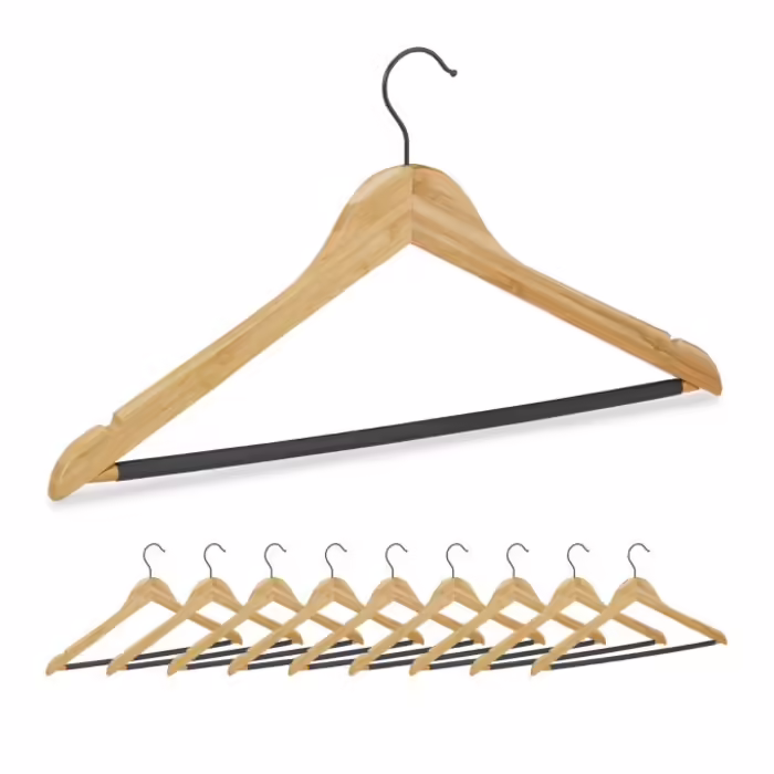 Relaxdays Clothes Hangers, 10-Piece Bamboo Set