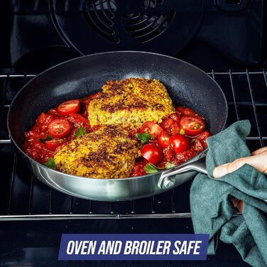 Набір сковорідок Blue Diamond Cookware 2 шт. (24 см & 26 см) з нержавіючої сталі, з посиленою керамікою, антипригарне покриття, тришарова конструкція, індукційні, для посудомийної машини, термостійкі, сріблясті